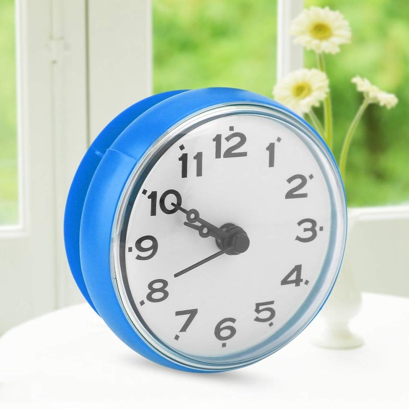 Pomya Bathroom Clock  Suction Cup Wall Clock Waterproof Bath Shower Clock for Kitchen Bathroom (Blue) - Image 4